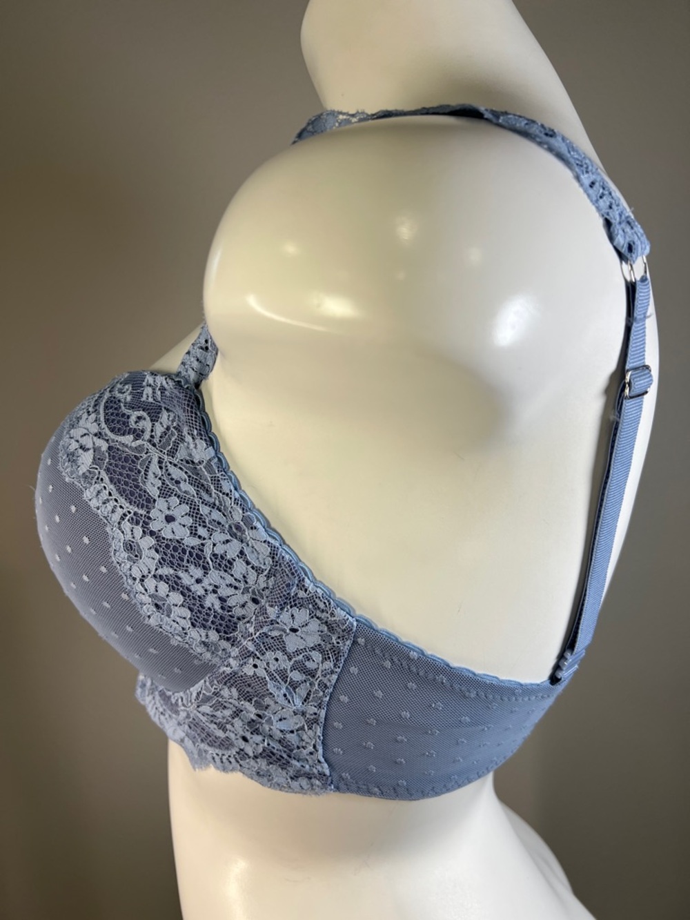 Victoria's Secret Dusty Blue Lace Dream Angels Lined Demi Push-Up Bra 32DDD - Picture 5 of 12